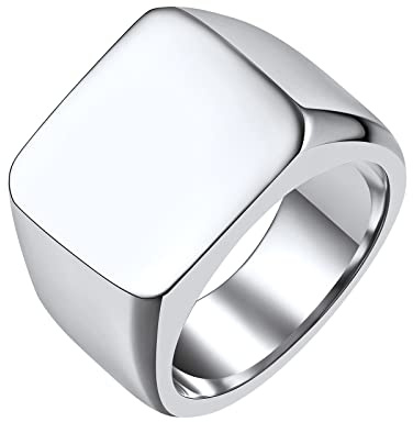 FindChic Anello Acciaio Uomo Anello con Sigillo in Acciaio Inossidabile Misura 30 Anello Uomo Acciaio Anello Uomo Quadrato Anello Chevalier Anello Quadrato Acciaio