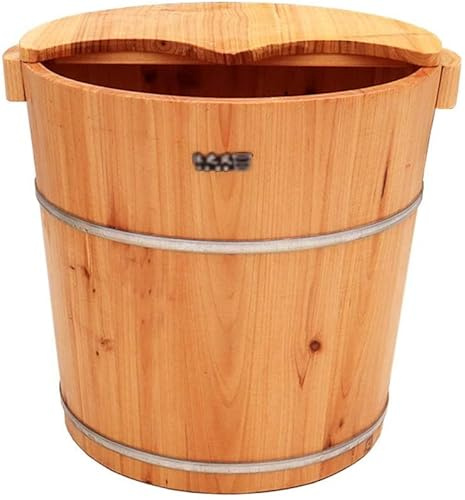 Foot Tub Wooden Foot Basin Sauna Footbath Tub, 35CM High Cedar Foot Bath Barrel, Household Foot Soaking Basin, Wooden Foot Washing Bucket, Pain Fatigue Relief Foot Washing Barrel (Color : 2),Relieve M