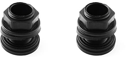 heyous - 2 raccordi per paratia in PVC nero a doppia filettatura (maschio da 3/4 di pollice e filettatura femmina da 1/2 pollice) connettore per serbatoio dell'acqua per barili di pioggia, acquari,