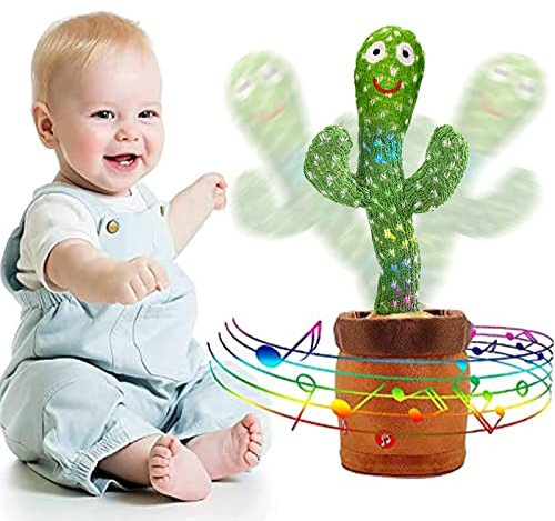 JISON21 Cactus Qui Danse, Répète et Parle 120 Chansons Francais avec Fonction d'enregistrement et de Lecture, pour Enfants, Adultes