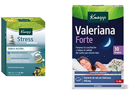 Kneipp Stress Balance 30TBL, Negro, Normal + Valeriana Forte 30 Grageas, 0.0000, 450