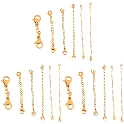 EXCEART 18pièces Chaînes Extension Acier Inoxydable avec Fermoirs Homard Dorés pour Création De Bijoux