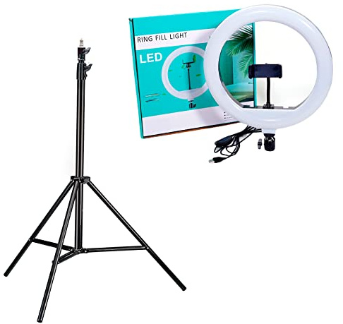 RevolutionLine - Aro de luz Led de 30 cm de diámetro con Soporte Ajustable | Trípode Ligero más Anillo de luz 12 Pulgadas | Selfies, Fotografía, Maquillaje, Youtube, TIK Tok Live | Cable USB y Mando