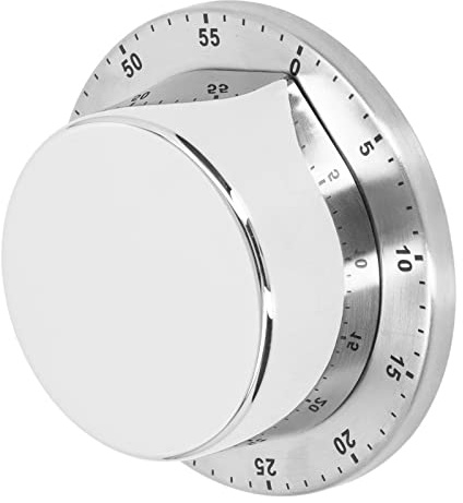 Mechanischer KüChen-Countdown-Timer, Weit Verbreitete Koch-KüChenuhr mit Hoher Magnetischer Anziehungskraft aus Edelstahl 304 Zum Lesen FüR (Weiß)