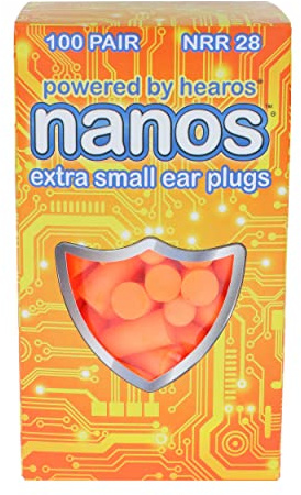 HEAROS Nanos Earplugs, X-Small, NRR 28, 100 Pair, PU Foam, Extreme Comfort, Orange (5891)