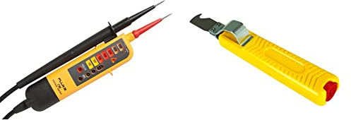 Fluke T90 Testeurs de Tension et de Continuité T90/T110/T130/T150 & JOKARI 10282 Couteau à dégainer, Jaune Multicolore
