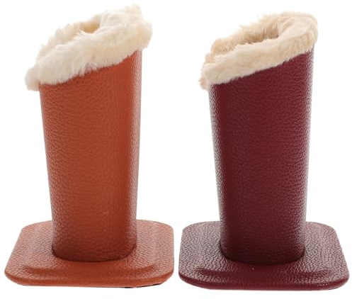 Healvian 2 x Brillenhalter, Plüschfutter, PU-Leder, Kamelien-Ständer, mit magnetischem Boden