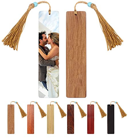 Lesezeichen Personalisiert Holz mit Fotos, OXYEFEI Bookmark mit Vintage Quasten Anhänger Geschenkbox Set 6 Stil zur Auswahl Individuelles Foto Geschenke für Mama Papa Familie Freundin Männer