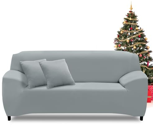 FIGOOO Fundas Sofa 3 Plazas Ajustable Funda para Sofá Elasticas Cubre Fundas de Sofá con Reposabrazos Extraíble Lavable Antimanchas Protector Sofa de Muebles,Gris Humo