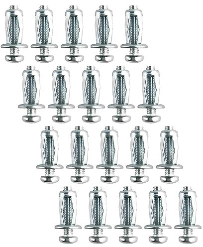 Amagogo 20 dadi jack per vite a petalo in metallo, inserti filettati, tubo di espansione, vite di ancoraggio, bullone di espansione per decorazione di armadi, 5x25mm