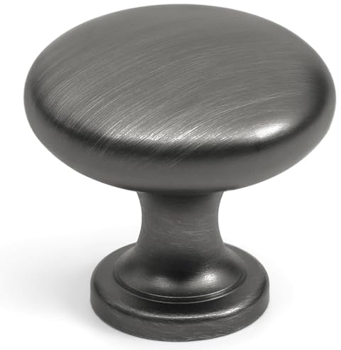 HESTIA HARDWARE 30 Pack | Antique Silver Round knobs for cabinets and Drawers | Brushed Zinc Kitchen knobs for cabinets, Drawer knobs, and Dresser knobs | Antique Pewter Cabinet pulls(Z5.30.B)