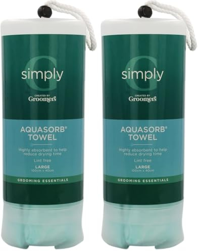 Groomers Large Aquasorb Pet Towel | Microfibre Chamois Professional Dog Grooming Essentials | Super Absorbent Lint Free (Pack of 2)