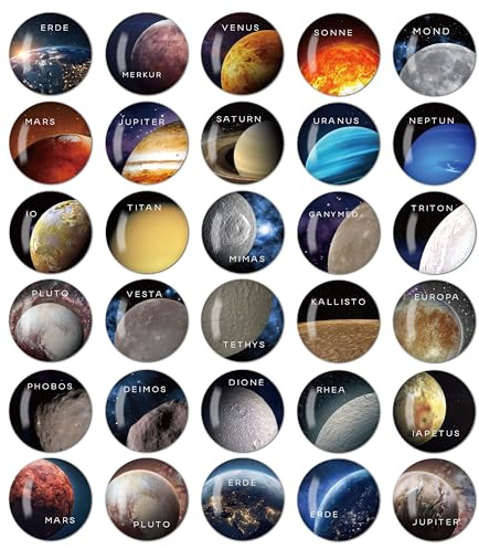 BIROYAL 30 Stück Magnete Kühlschrank - Planet Kühlschrankmagnete - 3D Kühlschrank Magnete für Magnettafel, Whiteboard, Pinnwand Küche - Home Decoration Magnet, Geschenke für Frauen & Männer