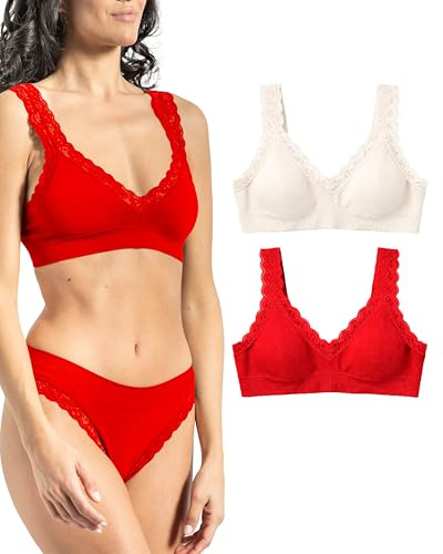 Risalti Soutien Gorge sans Armature Dentelle 2 Pcs - Brassiere Femme sans Armature Support Léger, Brassiere Femme Dentelle, Soutiens-Gorge Femme, Brassière Femme sans Coutures - Made in Italy
