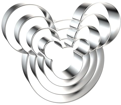 Mouse Cookie Cutter Set - 5 inch, 4 inch, 3 inch, 2 inch - 4 Piece Cartoon Mouse Head Face Cookie Cutters Shapes Molds for Kids - Stainless Steel