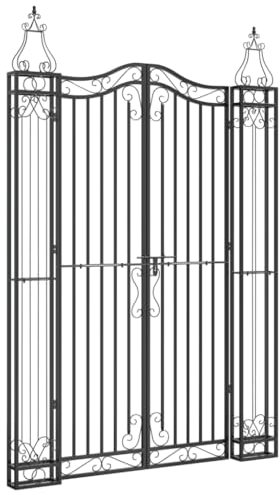 Canditree Portail de Jardin en Fer Forgé, Portillon de Jardin avec Système Verrouillable Portail de Clôture pour Patio Terrasse (121x8x180 cm)