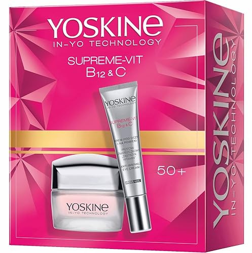 Yoskine Supreme Vit B12+C Set: Dagkräm 50+ och ögonkräm. Med vitaminer B12 och C för strålande, närad hud, intensivvård och skydd mot för tidigt åldrande av huden.