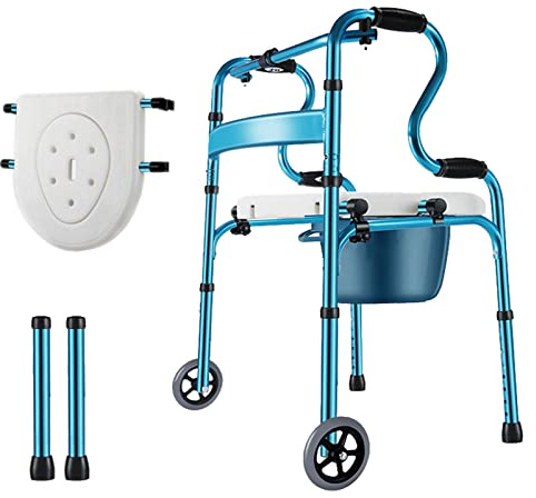 sjdoPulse Déambulateur pour Personnes Âgées Déambulateur Pliable Et Léger avec 2 Roues, Hauteur Réglable Déambulateur Vertical pour Personnes Âgées Déambulateur D'Intérieur pour Personnes Â,Blue,D