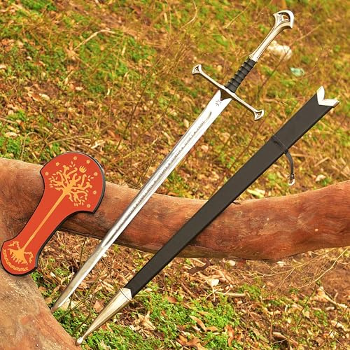 Unika blad King Elendils Narsil Anduril Replica 100 cm väggmontering, Scabbard cosplay-display för män och kvinnor, skulpturer väggskulpturer (Narsil Anduril)
