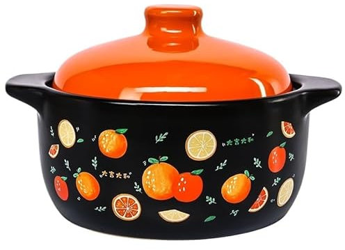 Tegame Terracotta 4.8L Pentola di Coccio Resistente Al Calore Pentola di Coccio Pentole da Cucina for Cucinare Casseruola Fornello Pentola di Argilla for Cucinare Pentole in Ceramica Stewpot Pentola I