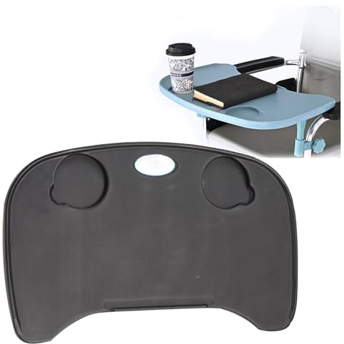 GNbow Plateau Amovible pour Fauteuil Roulant, Table Amovible pour Fauteuil Roulant avec Porte-Gobelet, Plateau en Plastique pour Fauteuil Roulant pour écrire, Lire et Manger