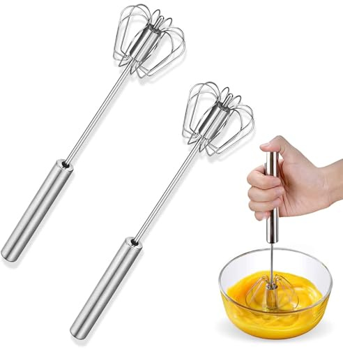 2 Pcs Einfacher Automatischer Schneebesen, 12 Zoll Halbautomatischer Schneebesen, Ballonschneebesen, Rührbesen, Handschneebesen zum Mischen Schlagen Aufschäumen und Rühren