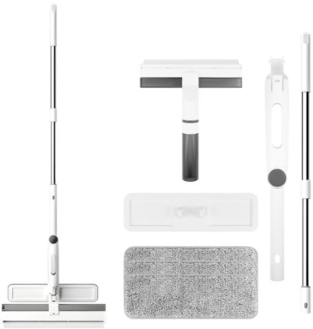Doksvp Window Buddy 3 in 1 Lavavetri con Manico Telescopico Kit，130CM Lava Vetri Finestre,Tergivetro per Finestre, 180° Tergivetro Lavavetri Professionale, con 3 Microfibra Ricarica, per Auto, Vetro
