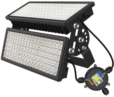 Bersuang 28000 LM LED strålkastare utomhus strålkastare 200 W, 3000 K 230 V strålkastare utomhusstrålkastare, IP67 vattentät LED strålkastare justerbar 180° hållare för trädgård, sportplats, terrasser