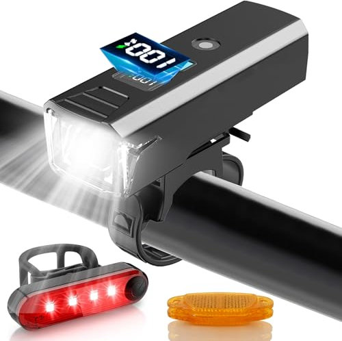 Lampe Velo LED Puissantes Super 2000 Lumens 1500mAh Autonomie Très Longue 5+4 Modes de Luminosité Eclairage Velo Rechargeable USB Étanche IP65 Kit Vélo Avant et Arrière pour Cyclysme VTT
