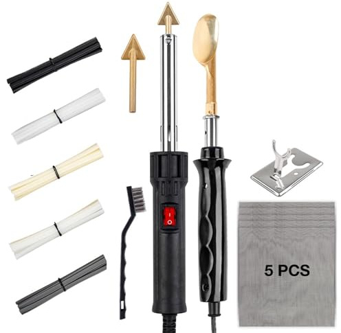 Kit Riparazione Paraurti Auto Kit saldatore per riparazione paraurti auto da 50 W/150 W, strumenti per stiratura in pelle per uso domestico, saldatrice per plastica con PP PE PVC ABS(50W 150W SET)