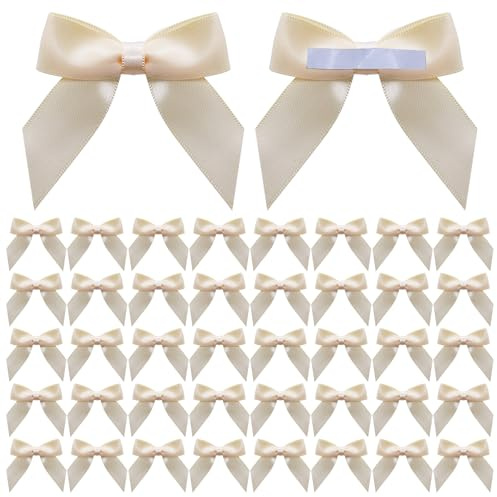ZHIYUQL® 50 Stück Geschenkschleifen Selbstklebend Schleifen Beige