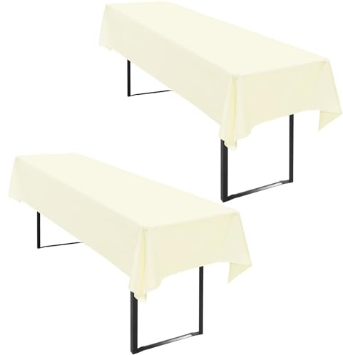 2 Stück Tischdecke Bierzeltgarnitur 110 x 260cm Beige Biertischdecke für 50-70 cm Tischbreite, Polyester Premium Wiederverwendbar Biertisch Tischdecken für Biertischgarnitur