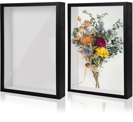 2PCS 3D Shadow Box, A4 Picture Frames Black Photo Frame Wooden Deep Box Frame for Filling Objects Crafts Flowers Medals 314 x 227 mm