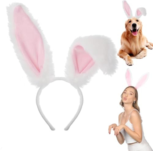 DvBCNMe Bunny Ears, Rosa Hasenohren, Niedliches Bunny Kostüm Zubehör, Hasenohren Haarreif Ideal für Karneval, Halloween und Themed Parties