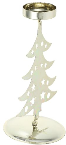 VANZACK Portavelas de Metal para Mesa con Diseño de Árbol de Navidad Soporte para Velas Decorativas Centro de Mesa Resistente al Calor Decoración para Fiestas y Hogar Regalo