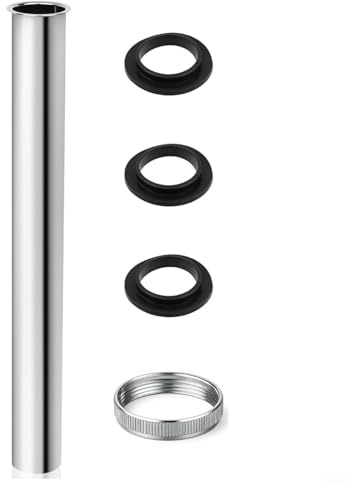 HomeVortex Stainless Steel Sink Basin Siphon Extension Pipe，with Union Nut and Rubber Washers for Bathroom or Kitchen Drain Connection
