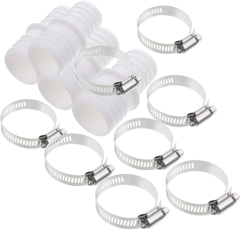 Healeved Poolschlauchadapter Satz 32mm 38mm aus ABS mit Edelstahl Schlauchklemmen Schwimmbadanschluss für Poolzubehör und Saugschlauchverbinder