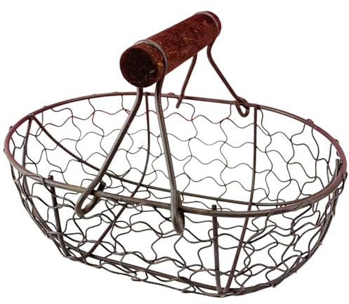 Egg Basket for Gathering Fresh Eggs 7.1x4.7x4.7 Inch Vintage Rusty Egg Basket with Handle Metal Storage Collecting for Farmhouse Kitchen Decor, Urlaubsdekor
