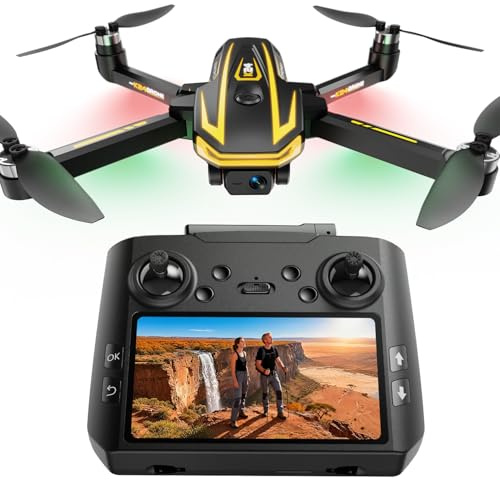 K24 Drones with Camera EIS 4K,4.5 Inch Screen on Controller,RC Quadcopter for Adult & Beginners,2 Pcs Modular Batteries,Optical Flow Positioning,Headless Motor,Portable Case,Under 249g,C0