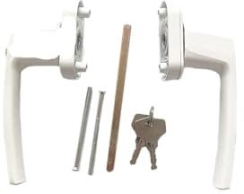 Generico Maniglia For Porta In Acciaio E Plastica A Doppia Faccia, Maniglie For Porta Scorrevole A Spinta Da 55-65 Mm Con Serratura A Chiave(White)