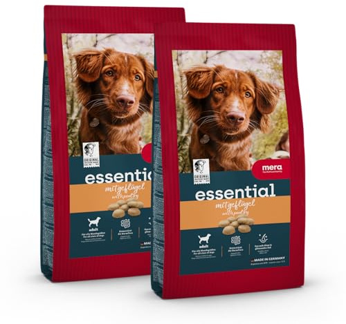 mera Essential Geflügel | Trockenfutter für Hunde Vorteilspack | ausgewogenes Hundefutter mit Geflügel | leicht verdaulich | auch für Sensible Hunde geeignet (2x12,5kg)