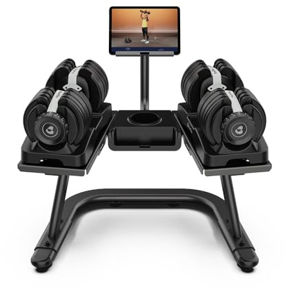 BowFlex SelectTech 52 Hantel-Set mit Ständer | 2–24 kg verstellbar | Robuste Metallkomponenten und platzsparender Hantelständer für sicheres und komfortables Krafttraining