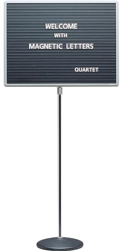 Quartet 7920M Quartet Adjustable Single-Pedestal Magnetic Letter Board, 20 x 16, BLK/GY Frame,Black