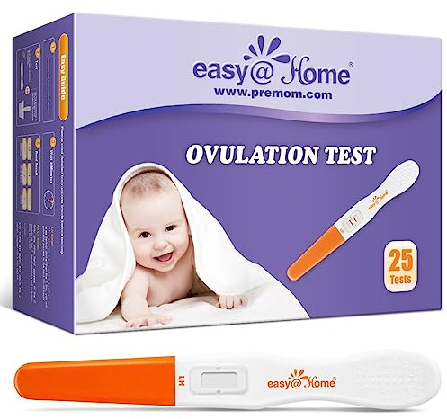 Easy@Home 25 Ovulation Predictor Kit Test Sticks, FSA Eligible Midstream Fertility Tests, Powered by Premom Ovulation Predictor App and Period Tracking
