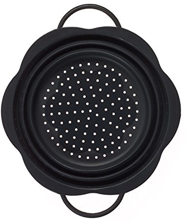 Kochblume Faltsieb L | Premium-Silikon & BPA frei| Hitzebeständig | Spülmaschinenfest | Platzsparend | Farbe: anthrazit