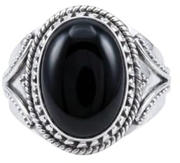 mantraroma Silberring Damen 925 Sterling Silber – ovaler Edelstein Ring, Vintage Statement Ring Schmuck, elegantes Geschenk für Frauen