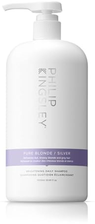 Philip Kingsley | Champú iluminador Rubio Puro/Morado Plateado | Champú corrector de color para cabellos rubios, plateados, grises, platino, decolorados y cobrizos | 1000ml