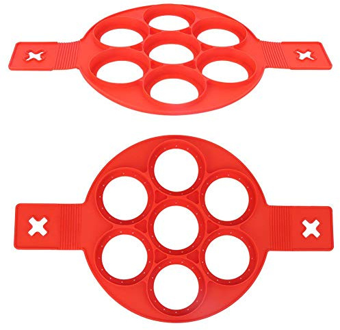 2 pezzi di uova anello per pancake antiaderente per pancake stampo in silicone friggitrice 7 fori tondo fai da te stampo per dolci cottura fai da te accessorio di cottura