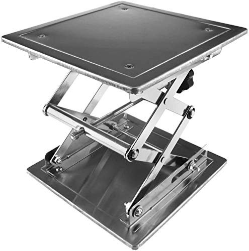 HeyWin Lab Jack Stand 200mmx200mm,Lift Tables,Made of Stainless Steel,for Raising or Lowerring Router,Laser,Cupboard,Photo Subjects, or as A Scissor Table Lift