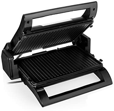 Parrilla de contacto con pinzas, parrilla de mesa, plancha para gofres y sandwichera 4 en 1, placas intercambiables, 31,5 x 21,5 cm.